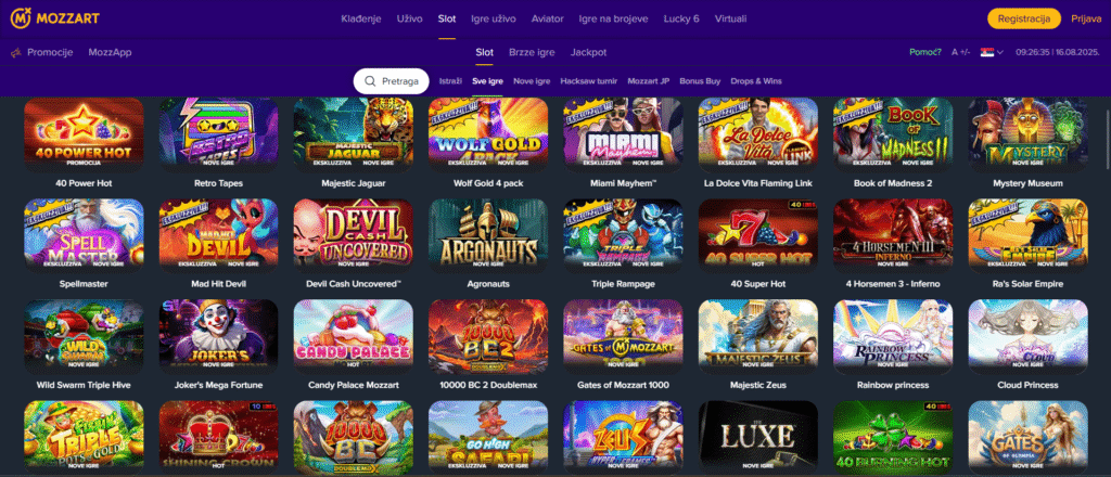 MozzartBet Slot Kladjenje