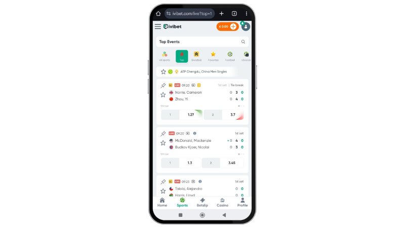 IviBet Moblino Kladjenje na Sport