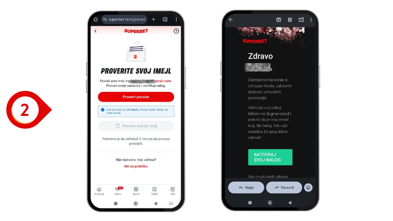 SuperBet Registracija Korak 2