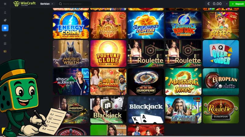 WinCraft Casino Sekcija